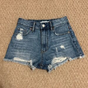 pacsun blue distressed high rise festival shorts